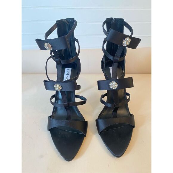 Steve Madden Sinclair Satin Rhinestone Embellished Strappy Dress Sandals Size 7 - Picture 3 of 10